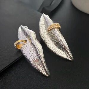 Schiaparelli Style Pierced Silver Lips Earrings